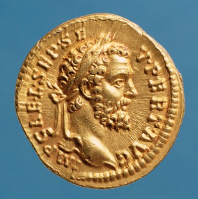 Aureus (Vorderseite) von Septimius Severus (193-211) mit Lorbeerkranz. Inschrift: IMP CAE L SEP SEV PERT AVG von Roman